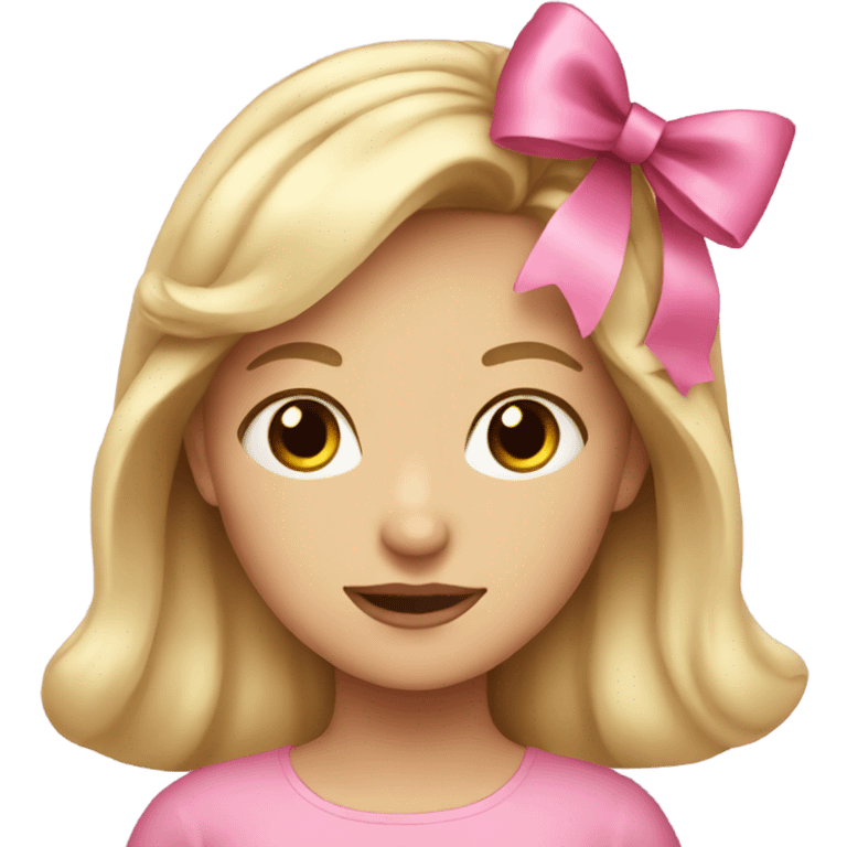 Blond girl with pink bow emoji