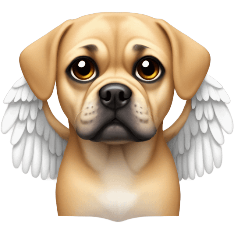 Tan puggle dog with angel wings emoji