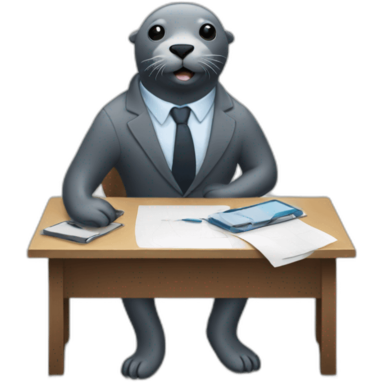 seal working on an office emoji