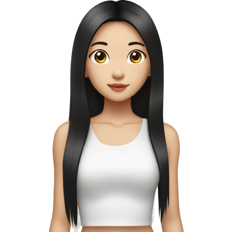 taiwanese girl with long black hair wearing a white crop top emoji