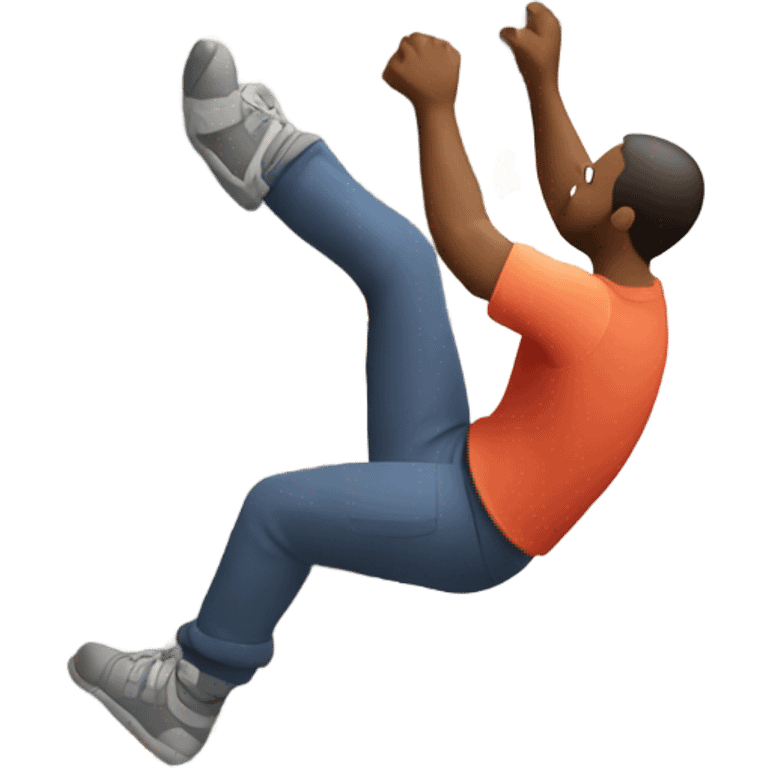 Man climbing up an indoor climbing wall with hand holds emoji