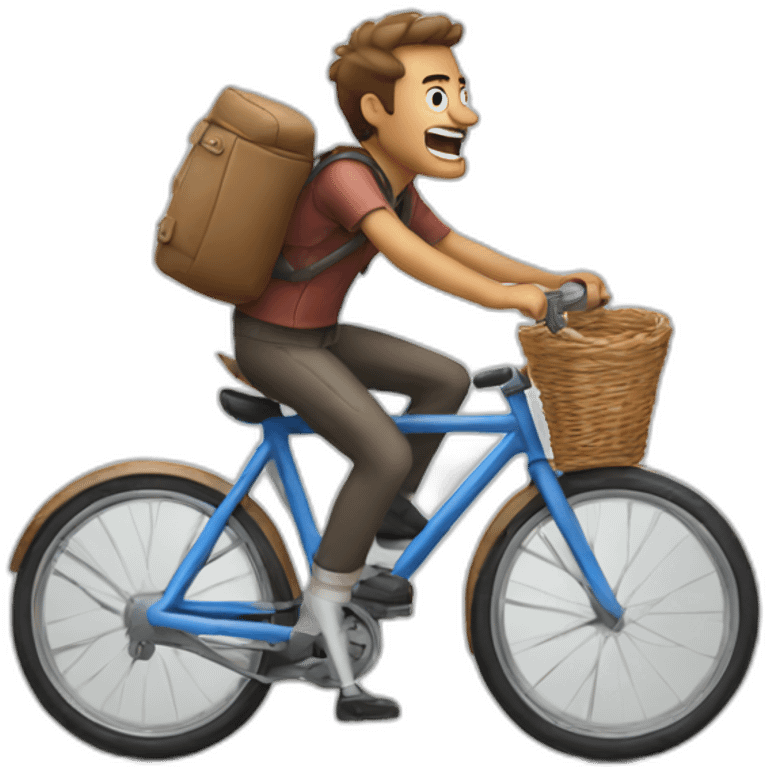 crazy man speeding on bicycle emoji