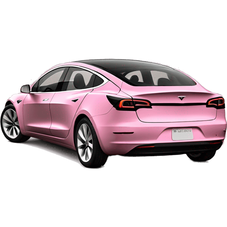 Pink Tesla model 3 back view emoji