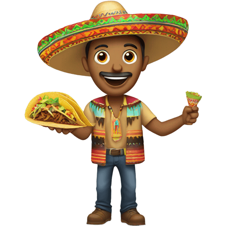 Man in sombrero eating taco emoji