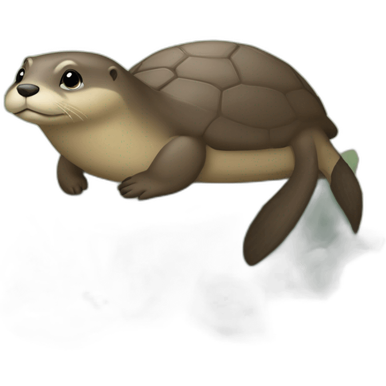 Une loutre sur une tortue emoji