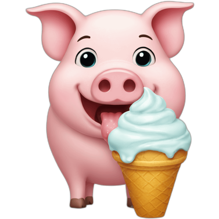 Pig eating ice cream emoji