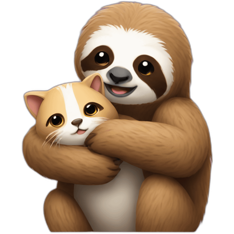 sloth petting a kitty emoji