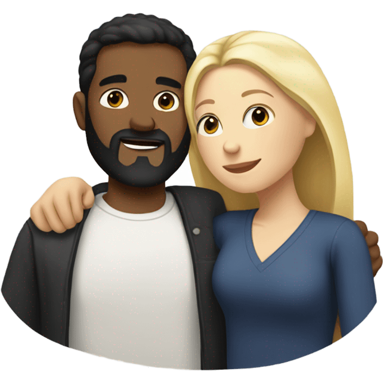 White man, short black hair, long beard, hugging a white woman, blonde hair  emoji