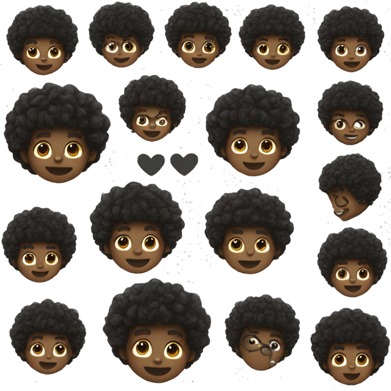 black boy with curls making a heart emoji