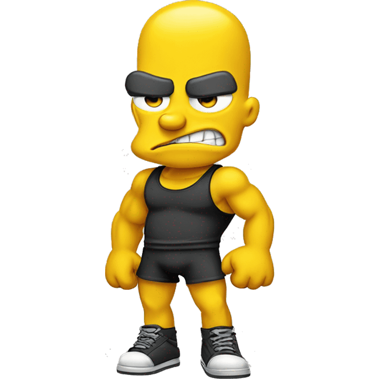 muscular in simpsons style in yellow color smiley face emoji