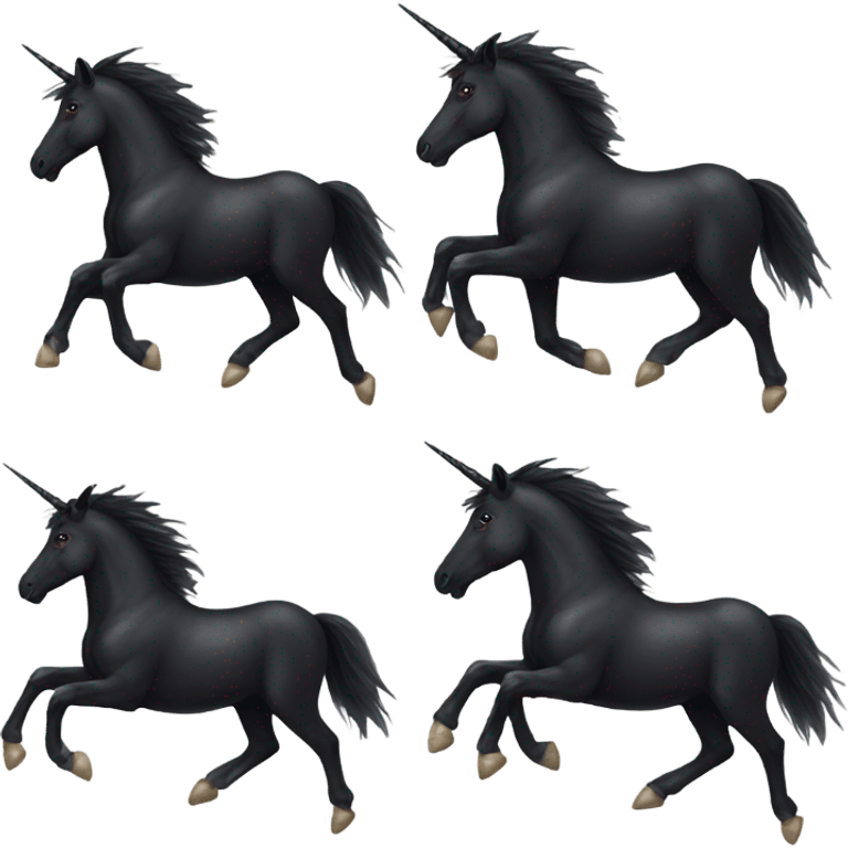 Fullbody Realistic black unicorn running  emoji