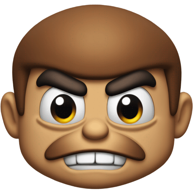 angry goomba from mario with a big chin emoji