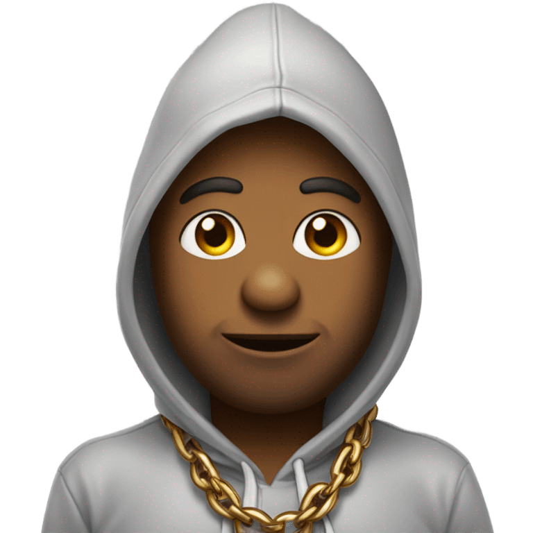 A poo that is wearing a chain and hoodie emoji