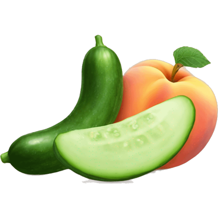 A cucumber entering a peach emoji