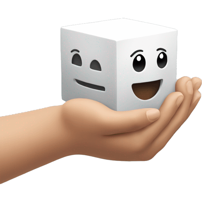 a hand touching a cube emoji