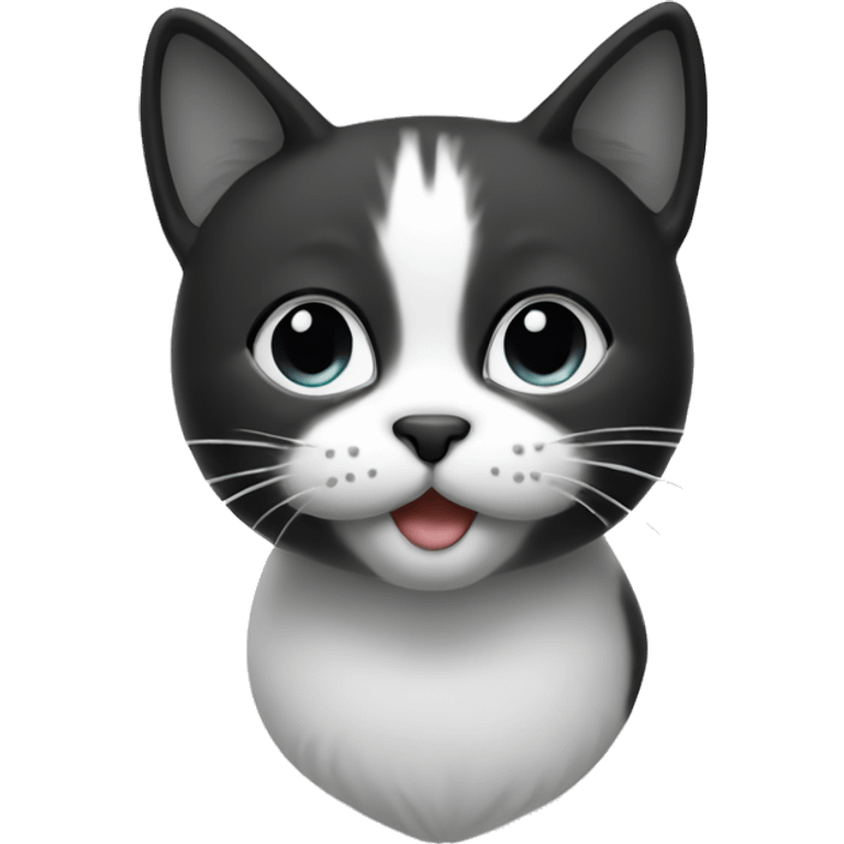 Cute Cat black and white emoji