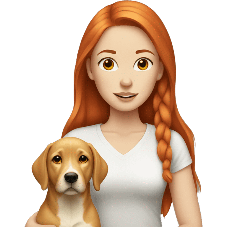 White girl red hair with yellow lab dog emoji