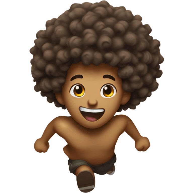 A pile of Poo with Afro hair and 2 legs running emoji