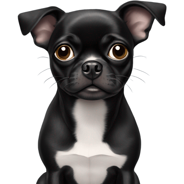 Black pug mix chihuahua mix Boston terrier emoji