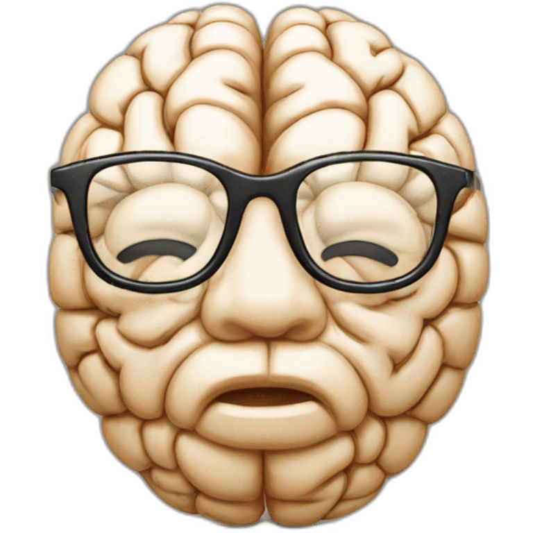 Brain with thick glasses emoji