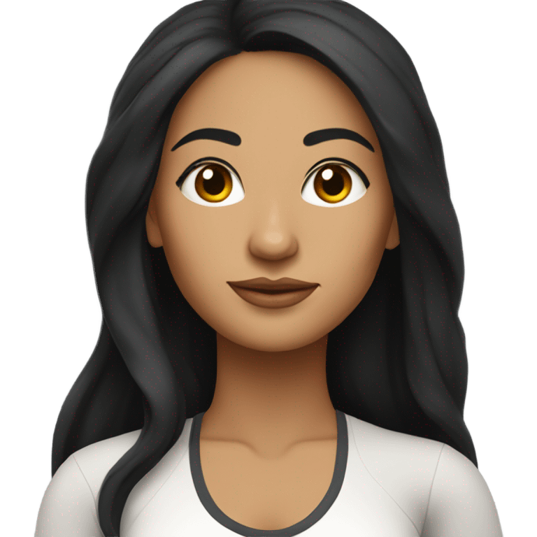 latin woman with long black hair wearing a yoga outfit  emoji