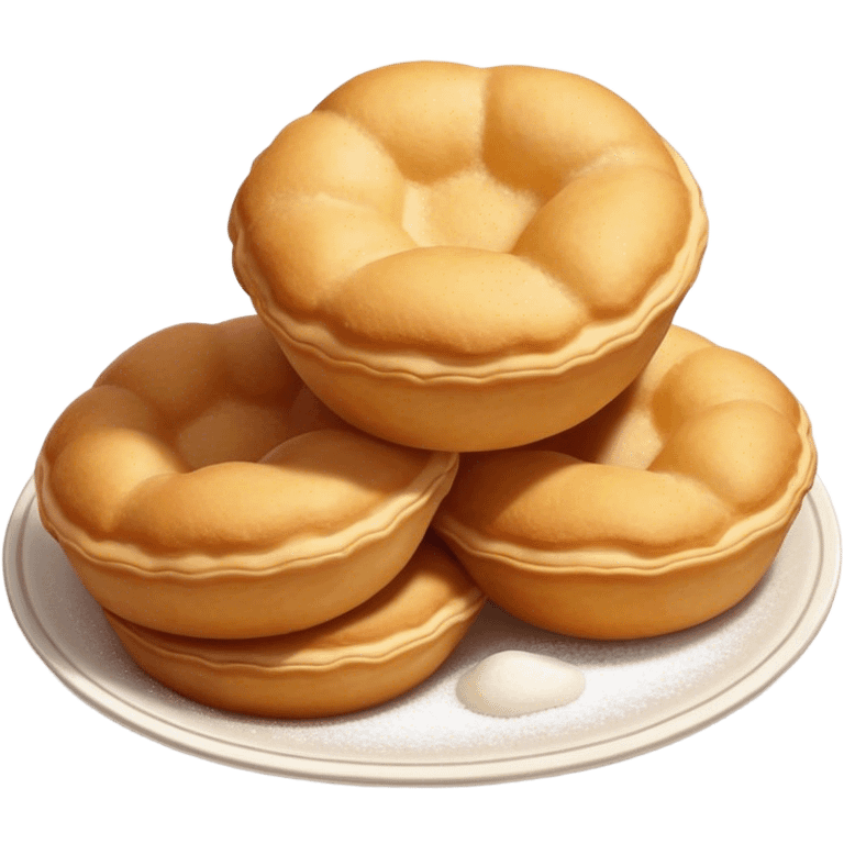 Cinematic Realistic image of simple round buñuelos, depicted with a lightly crisp, golden exterior and soft, airy interior, dusted with a subtle layer of powdered sugar and set against a rustic backdrop with warm, inviting lighting. emoji