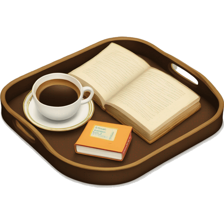 vintage tray with books and coffee  emoji