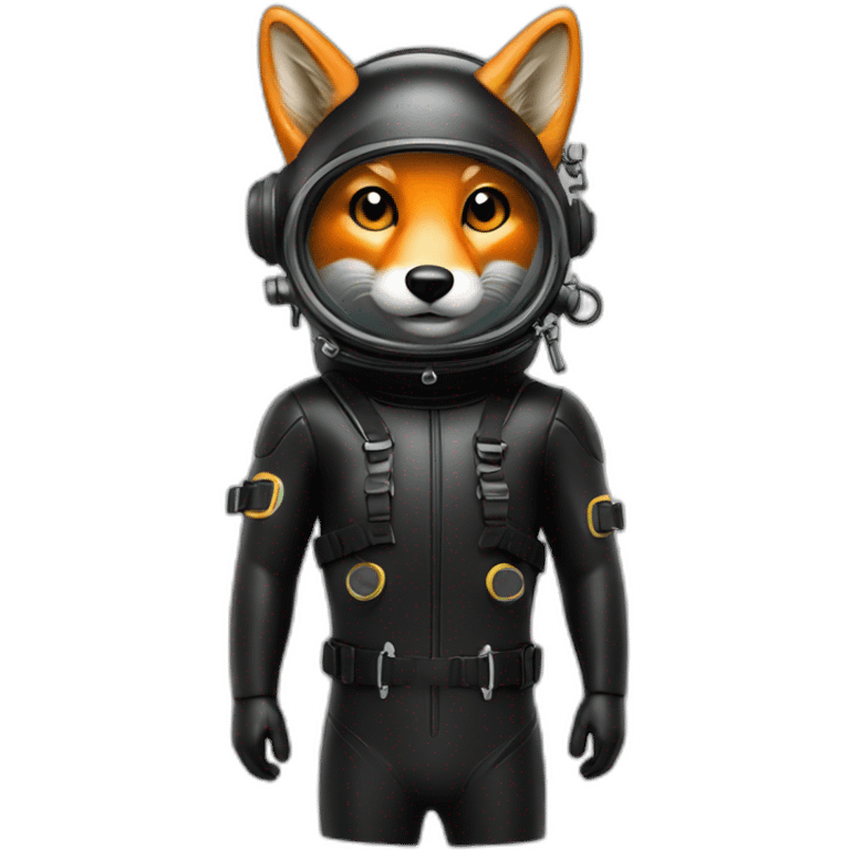 fox in black rubber shiny diving suit emoji