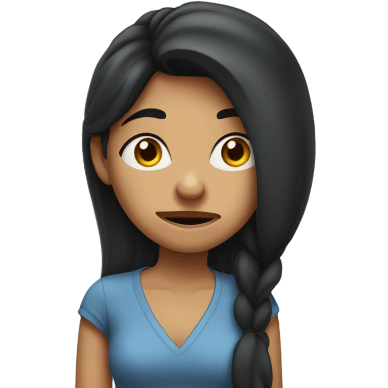 long dark hair girl grossed out emoji