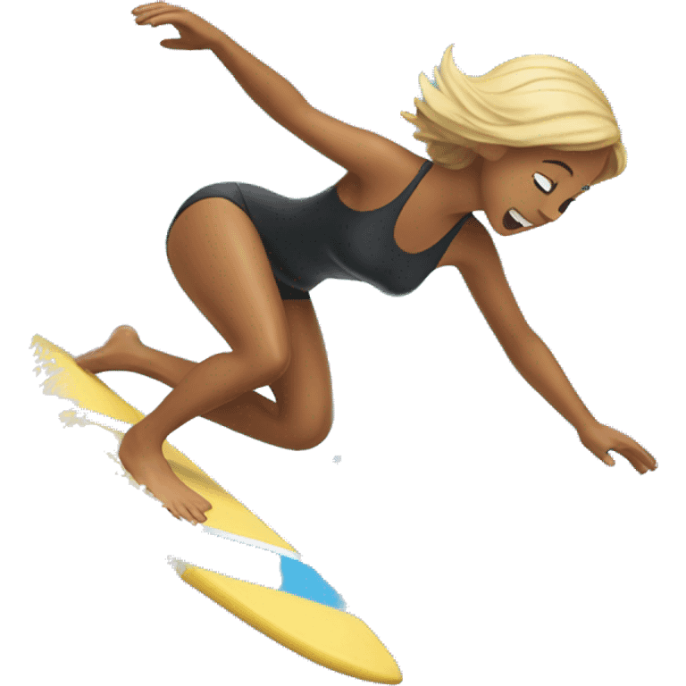 Surfer Girl falling in the Water emoji