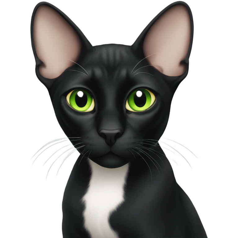  green eyed sphinx black cat with white spot on the nose emoji