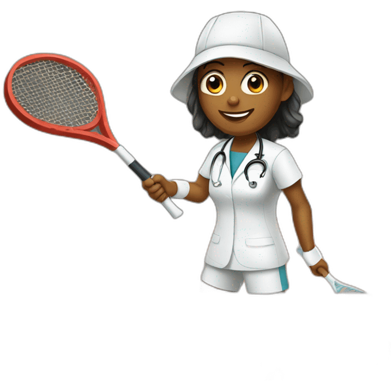 A white doctor playing paddle tennis emoji