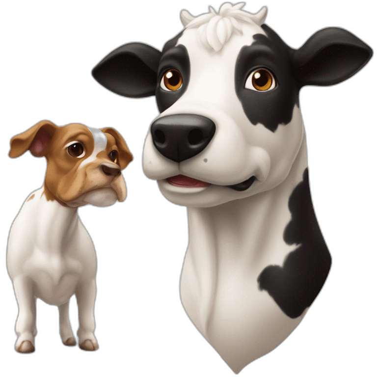 Une vache mélangé a un chien emoji