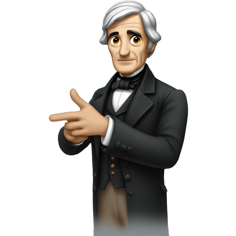 Ralph Waldo Emerson with his hand presenting something emoji