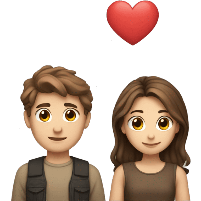 Brown hair boy with brown hair girl in love emoji