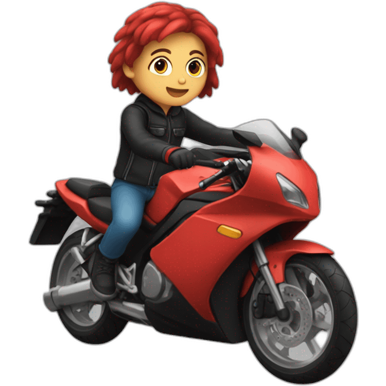 Adolescent de 14ans sur une moto rouge et noir emoji