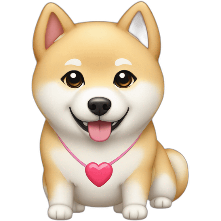 Cream Shiba Inu with heart cleo name tag emoji