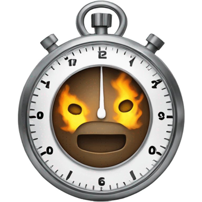 a stopwatch shaking with smoke emoji