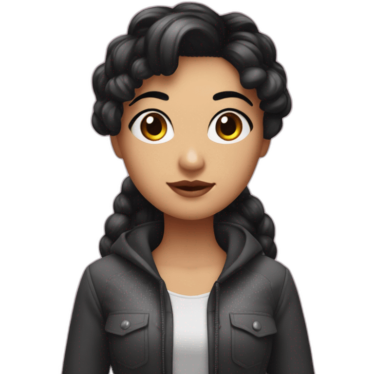 girl with black hair thick black eyebrow with sparkles who is a ux designer with a passion in AI emoji