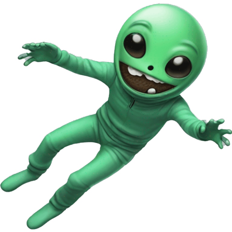 Alien doing backflip emoji