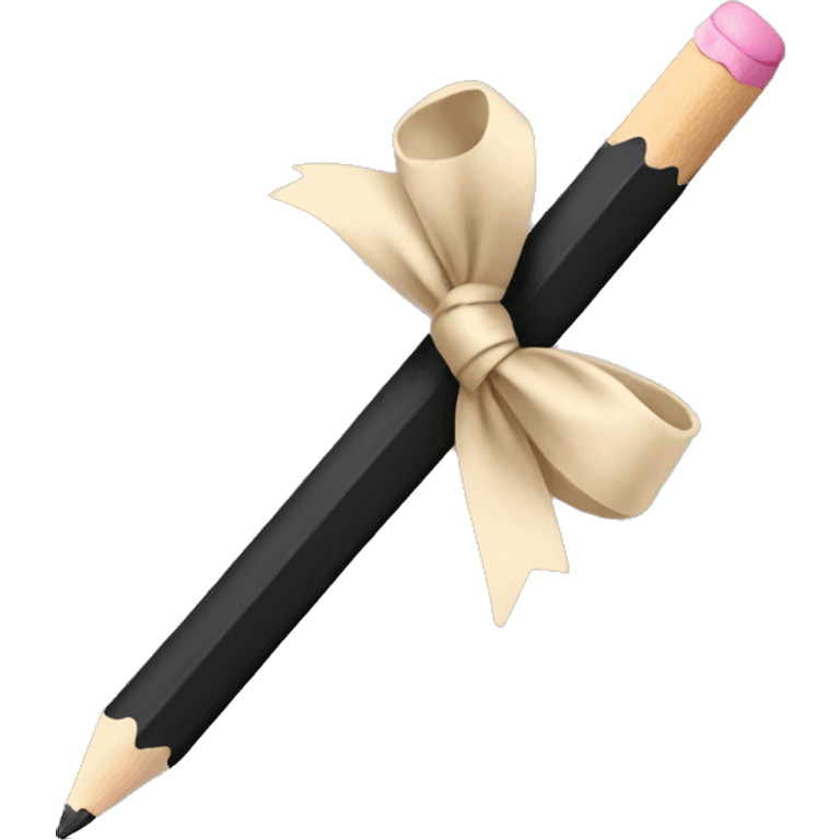 a black pencil with a beige bow wrapped around it  emoji