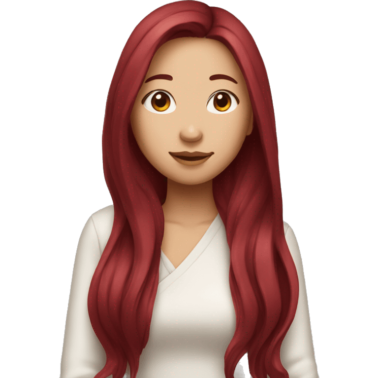 asian girl with long wine red hair  emoji