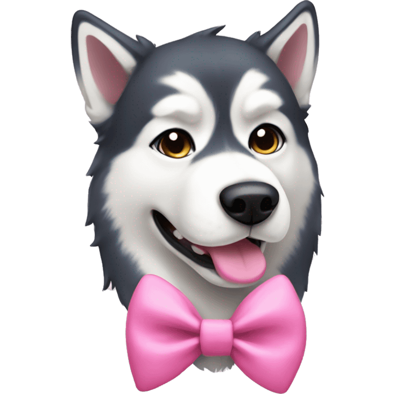 Husky with pink bow emoji