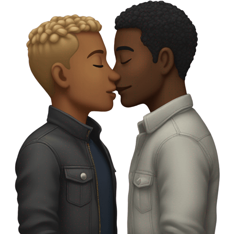 Gay interracial men kissing  emoji