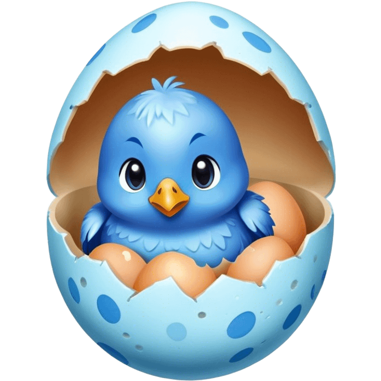 Blue chick hatching from an egg emoji