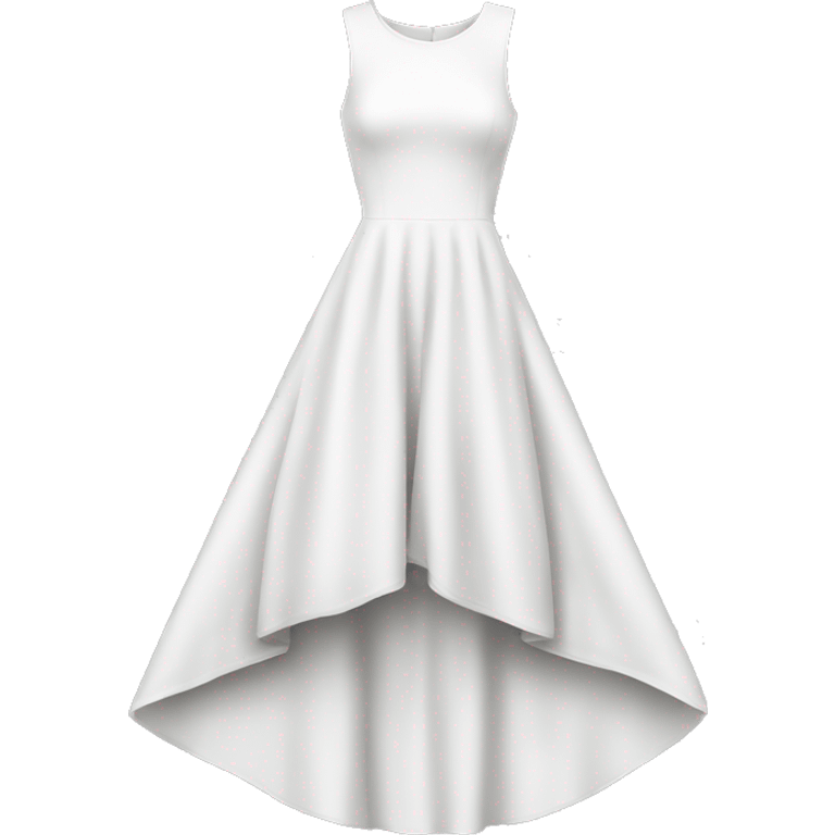 White high low dress with black words on the bottom of the dress  emoji