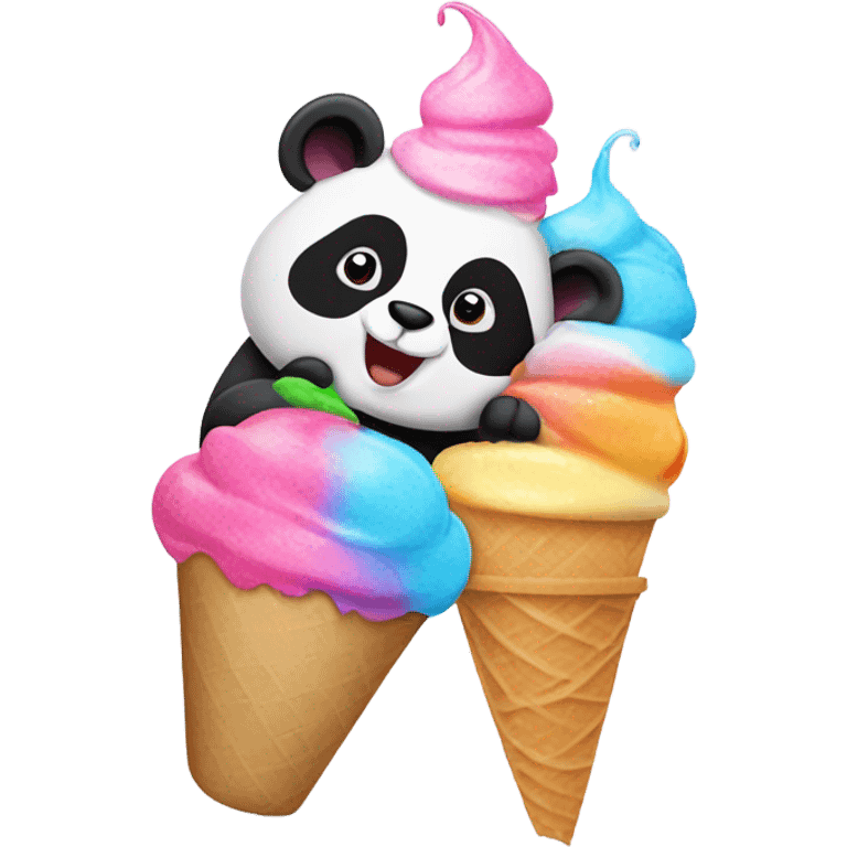 Panda eating ice cream emoji