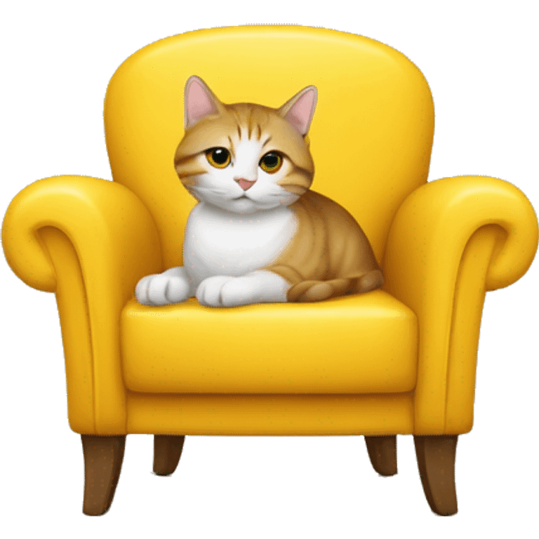 Fauteuil jaune avec un chat eoux emoji