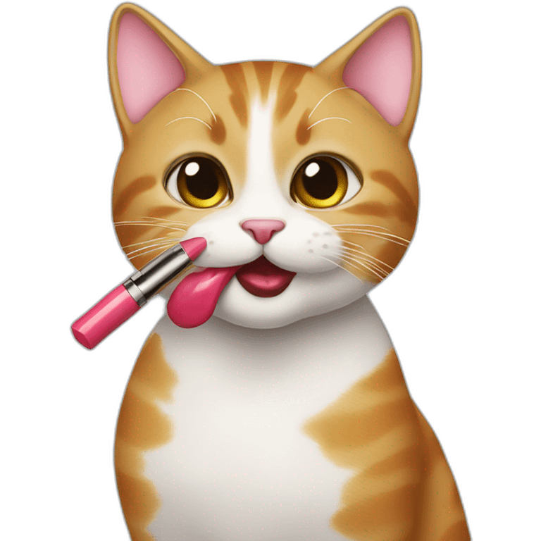 cat putting on lipstick emoji