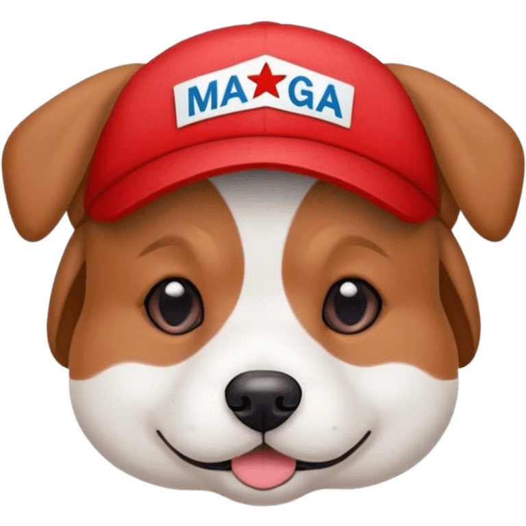 dog wearing a red “MAGA” hat emoji